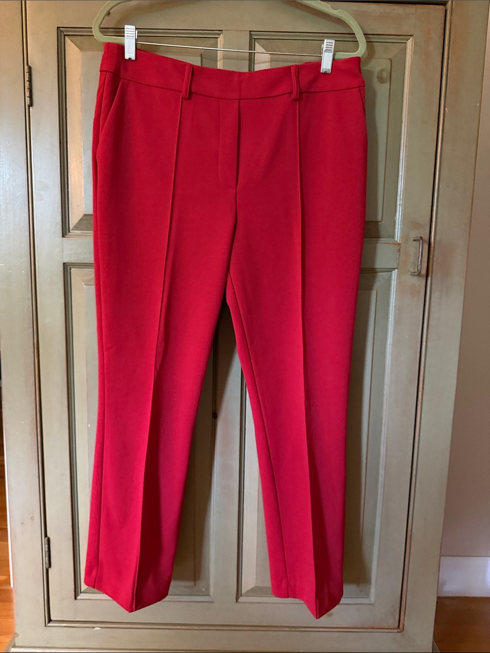Jules & Leopold Vibrant Red Tailored Straight-Leg Trousers